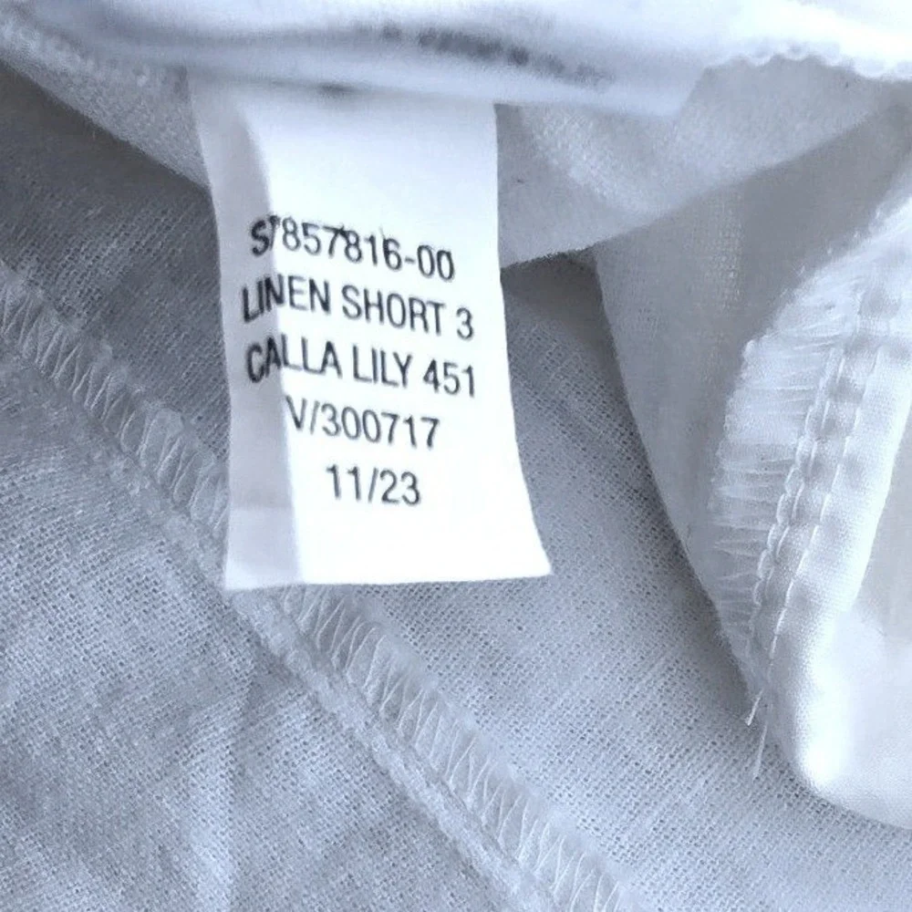 Old Navy Womens XL Calla Lily White Linen Blend 3 Inch Shorts Comfort Waistband
